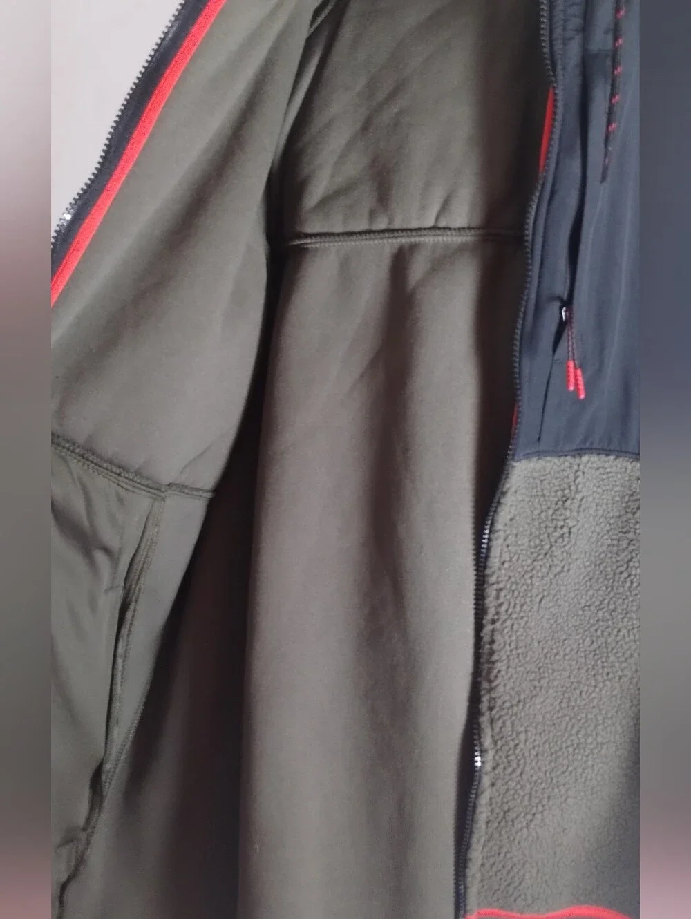 Old Navy Youth Olive Green/Black Mix Media Fleece Nylon Jacket